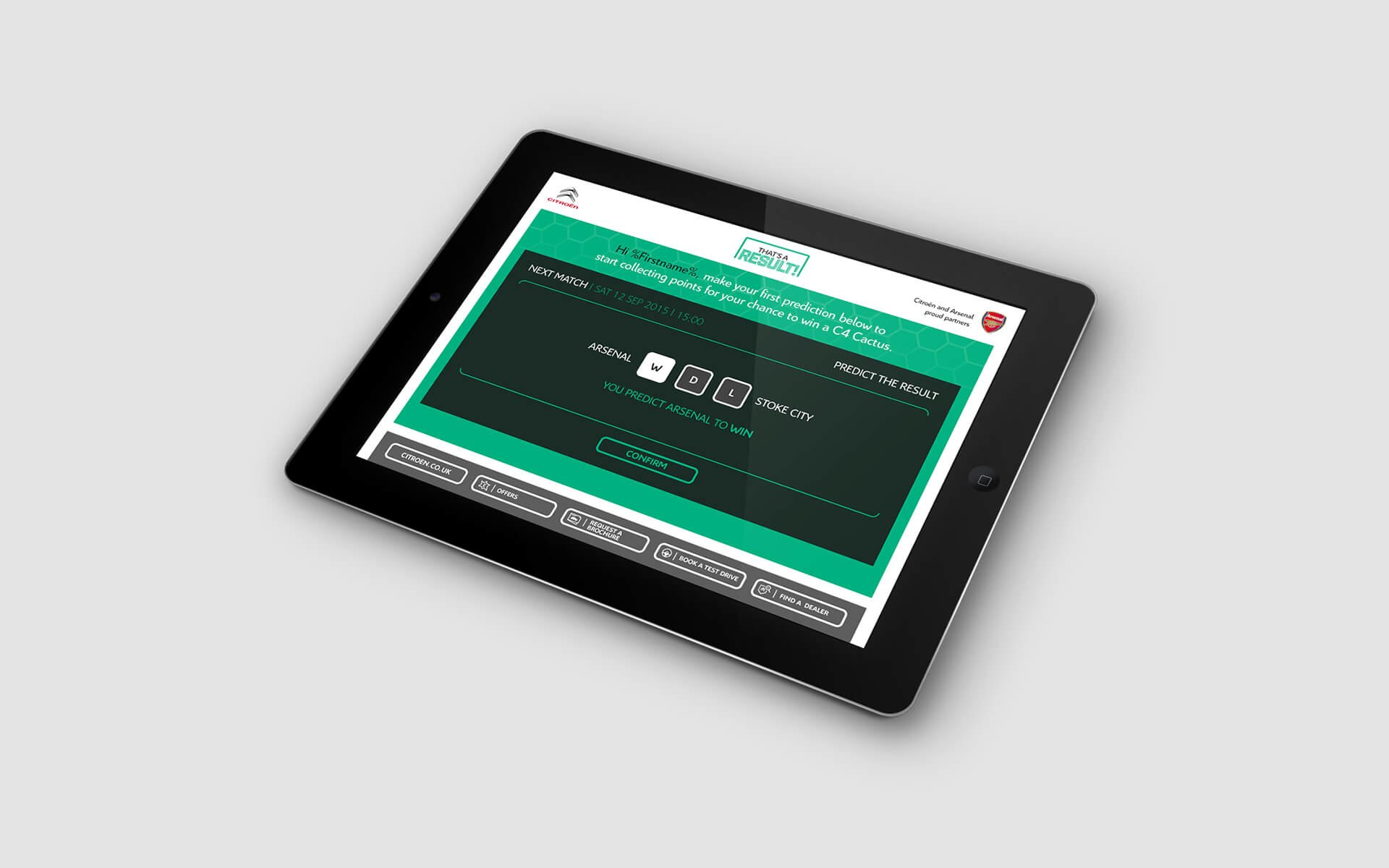 Arsenal Citroën fan predictor web app